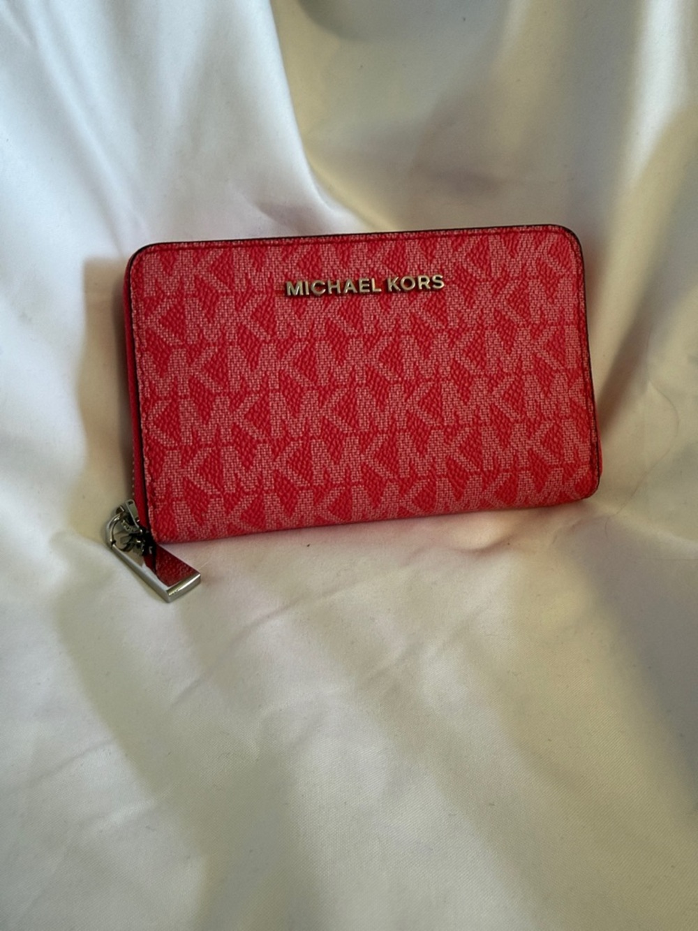 Michael Kors Red-Pink Signature Zip Wallet